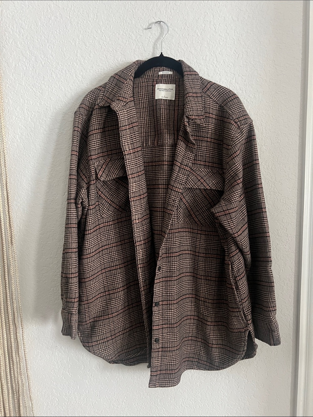 Abercrombie & Fitch Brown Plaid Lightweight Shacket